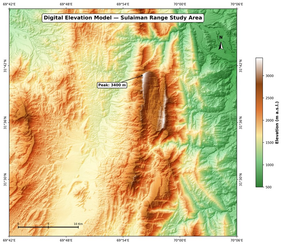 Digital elevation model hillshade