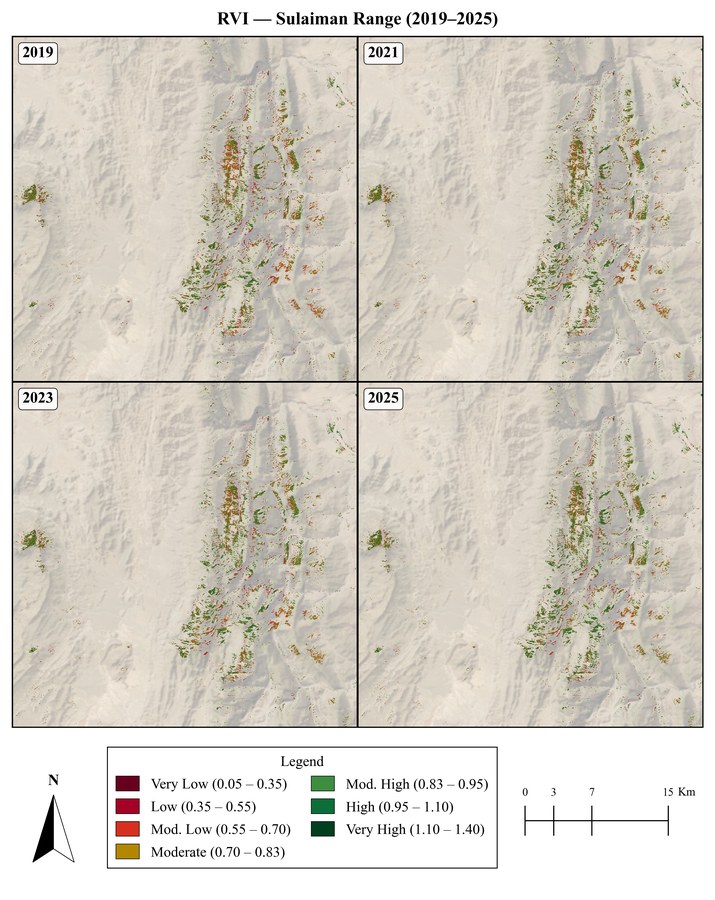 Multi-year SAR radar vegetation index composite
